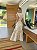Vestido Glória Longo de Linho Bicolor Branco com Bege - Imagem 2