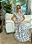 Vestido Glória Longo de Linho Bicolor Branco com Azul - Imagem 2