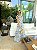 Vestido Glória Longo de Linho Bicolor Branco com Azul - Imagem 5