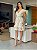 Vestido Glória Cordone Curto de Algodão Bordado Bicolor Branco com Bege - Imagem 3