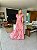 Vestido Glória Longo de Algodão Bordado Rosa Bloom - Imagem 1