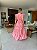 Vestido Glória Longo de Algodão Bordado Rosa Bloom - Imagem 2