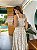 Conjunto de Linho Bordado Charlotte Branco com Bege - Imagem 2