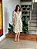 Vestido Vitória  Manga 3/4 Algodão Bordado Bicolor Branco com Bege - Imagem 2