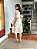 Vestido Vitória  Manga 3/4 Algodão Bordado Bicolor Branco com Bege - Imagem 3