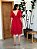 Vestido Vitória  Manga 3/4 Algodão Bordado em Cordonê Vermelho - Imagem 3