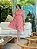 Vestido Vitória  Manga 3/4 Algodão Bordado em Cordonê Rosa Bloom - Imagem 1