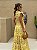 Vestido Glória Longo de Renda Bicolor Amarelo com bege - Imagem 3