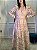 Vestido Glória Longo de Renda Manga bufante Rosa com Bege - Imagem 4