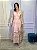 Vestido Glória Longo de Renda Manga bufante Rosa com Bege - Imagem 5