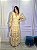 Vestido Glória Longo de Renda Manga bufante Amarelo com Bege - Imagem 4