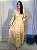 Vestido Glória Longo de Renda Manga bufante Amarelo com Bege - Imagem 3