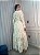 Vestido Glória Longo Cordonê Manga bufante Bicolor Branco com Bege - Imagem 3