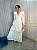 Vestido Glória Longo Cordonê Manga bufante Bicolor Branco - Imagem 1