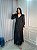 Vestido Glória Longo Cordonê Manga bufante Bicolor Preto - Imagem 1