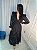 Vestido Glória Longo Cordonê Manga bufante Bicolor Preto - Imagem 2