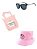 Kit Chapeu bucket Dark Face rosa com desenhos com Óculos de Sol Preto e bolsa rosa- KITDKFBUCKETR - Imagem 1