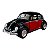 Miniatura Volkswagen Fusca 1967 Preto e Vermelho 1:32 - Imagem 1