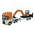 Miniatura Caminhão Prancha com Escavadeira CHB Laranja 1:50 - Imagem 1