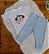 Conjunto Body Manga Curto Bordado com Calça para Bebê KAKO AZUL 02 Peças - Imagem 1