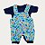 Conjunto Jardineira e Body Manga Curta Dino Baby 2 Peças Marinho Tam RN ao G - Imagem 1