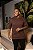 Oversized Marrom Suedine Embossing De Buenas - Imagem 1