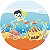 Painel de Festa em Tecido - Fundo do Mar com Menino Mergulhando - Imagem 1