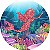 Painel de Festa em Tecido - Sereia fundo do Mar Efeito Glitter Rosa - Imagem 1
