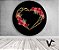 Painel de Festa em Tecido - Geométrico Coração Flores Vermelhas Fundo Preto - Imagem 1