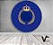 Painel de Festa em Tecido - Realeza Capitone Coroa Realeza Azul Royal Maior - Imagem 2