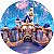 Painel de Festa em Tecido - Castelo da Disney a Noite com Fogos de Artifício - Imagem 1