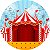 Painel de Festa em Tecido - Circo Tendas Fundo Azul Claro - Imagem 1