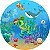 Painel de Festa em Tecido - Fundo do Mar cute mar azul bebe - Imagem 1