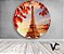 Painel de Festa em Tecido - Paris Torre Eiffel Aquarela Flores Vermelhas - Imagem 1