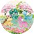 Painel de Festa em Tecido - Dinossauros com Coroas e Flores Aquarela Cute - Imagem 1