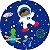 Painel de Festa em Tecido - Astronauta na Galáxia Azul - Imagem 1