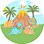 Painel de Festa em Tecido - Dinossauros Cute Vulcão - Imagem 1