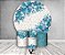 Painel de Festa 3d + Trio Capa Cilindro - Geometrico Flores Azuis e Efeito Glitter - Imagem 1