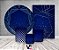 Painel De Festa Redondo + Vertical 3D + Trio Capa Cilindro - Azul Geométrico Prateado Efeito Glitter - Imagem 2