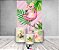 Painel De Festa Vertical + Trio De Capas Cilindro - Flamingo Tropical Rosa - Imagem 2