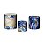 Trio De Capas De Cilindro 3d - Floral Azul com Dourado - Imagem 1