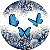Painel de Festa em Tecido - Borboleta Azul Floral - Imagem 1