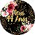Painel de Festa em Tecido - Flores e Brilhos Meus 44 Anos Dourado - Imagem 1