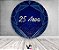 Painel de Festa em Tecido - Azul Geométrico Prateado 25 Anos - Imagem 2