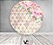 Painel de Festa em Tecido - Geométrico Flores Rosas - Imagem 2