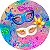 Painel de Festa em Tecido - Carnaval Efeito Glitter Colorido Máscaras - Imagem 1