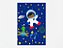 Painel De Festa 3d Vertical 1,50x2,20 - Astronauta na Galáxia Azul Flat Moreno - Imagem 1