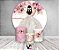 Painel de Festa 3d + Trio Capa Cilindro - Princesa Marmorizado com Flores Rosa Vestido Branco - Imagem 2
