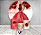 Painel de Festa 3d + Trio Capa Cilindro -  Princesa Marmorizado com Flores Vermelha - Imagem 2