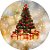 Painel de Festa Redondo - Árvore de Natal Tons Dourados Elegante - Imagem 1
